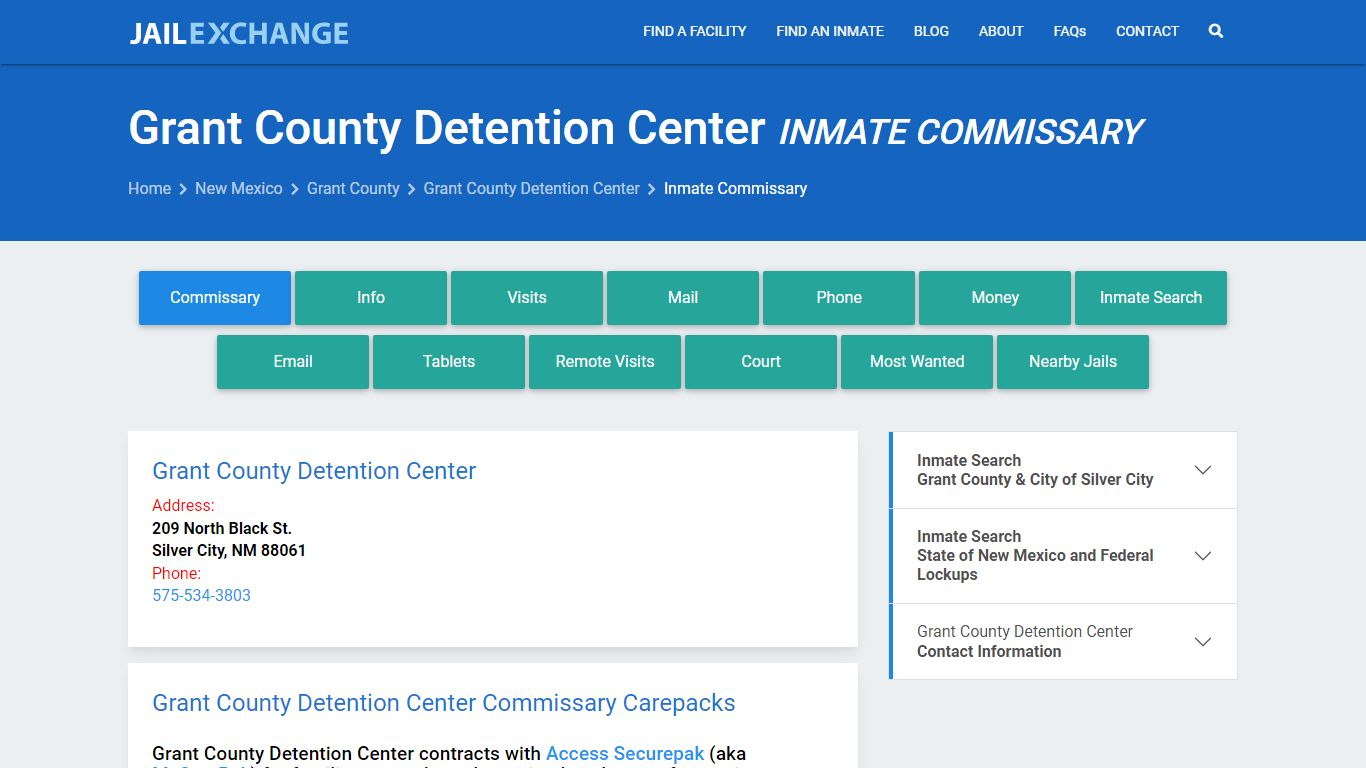 Grant County Detention Center Inmate Commissary - Jail Exchange